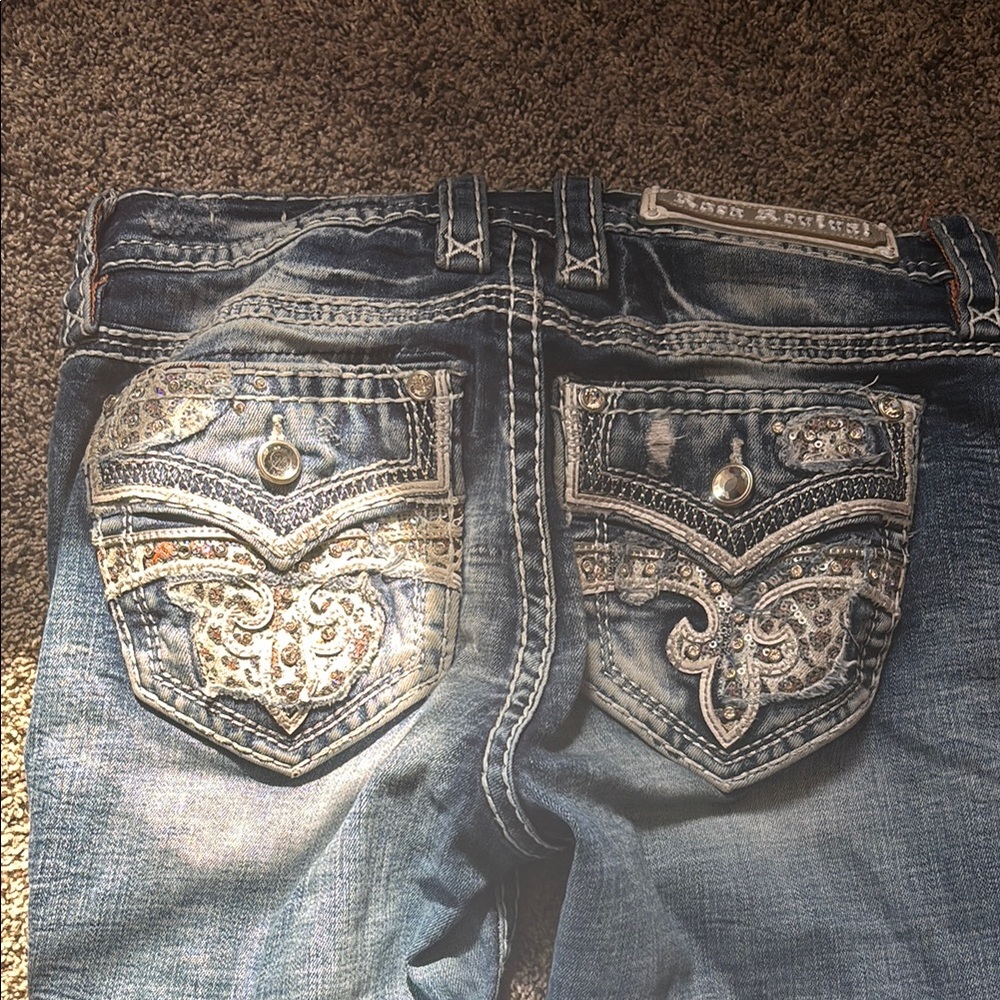 Women's Blue Jeans with Embellished Pockets